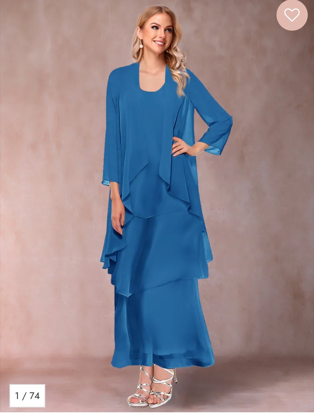 Lavetir Women's Ocean Blue Layered Evening Dress